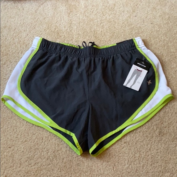 Xersion Pants - Running Shorts Gray Lime Green Medium NWT